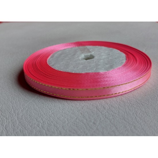 Лента атласная с люрексом 0,6 см*25 ярдов цв. ярко-розовый, цена за катушку